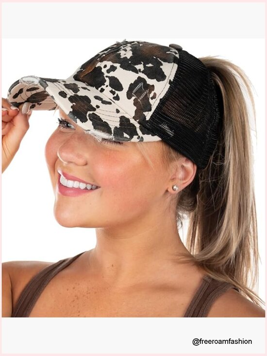 Women\'s Ponytail Baseball Cap - Adjustable Criss Cross Back - 3 Pony Holes main image 7